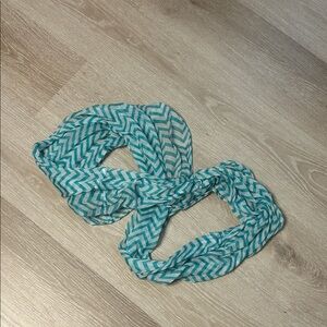 Vintage Chevron Patterned Teal and White Infinity Scarf